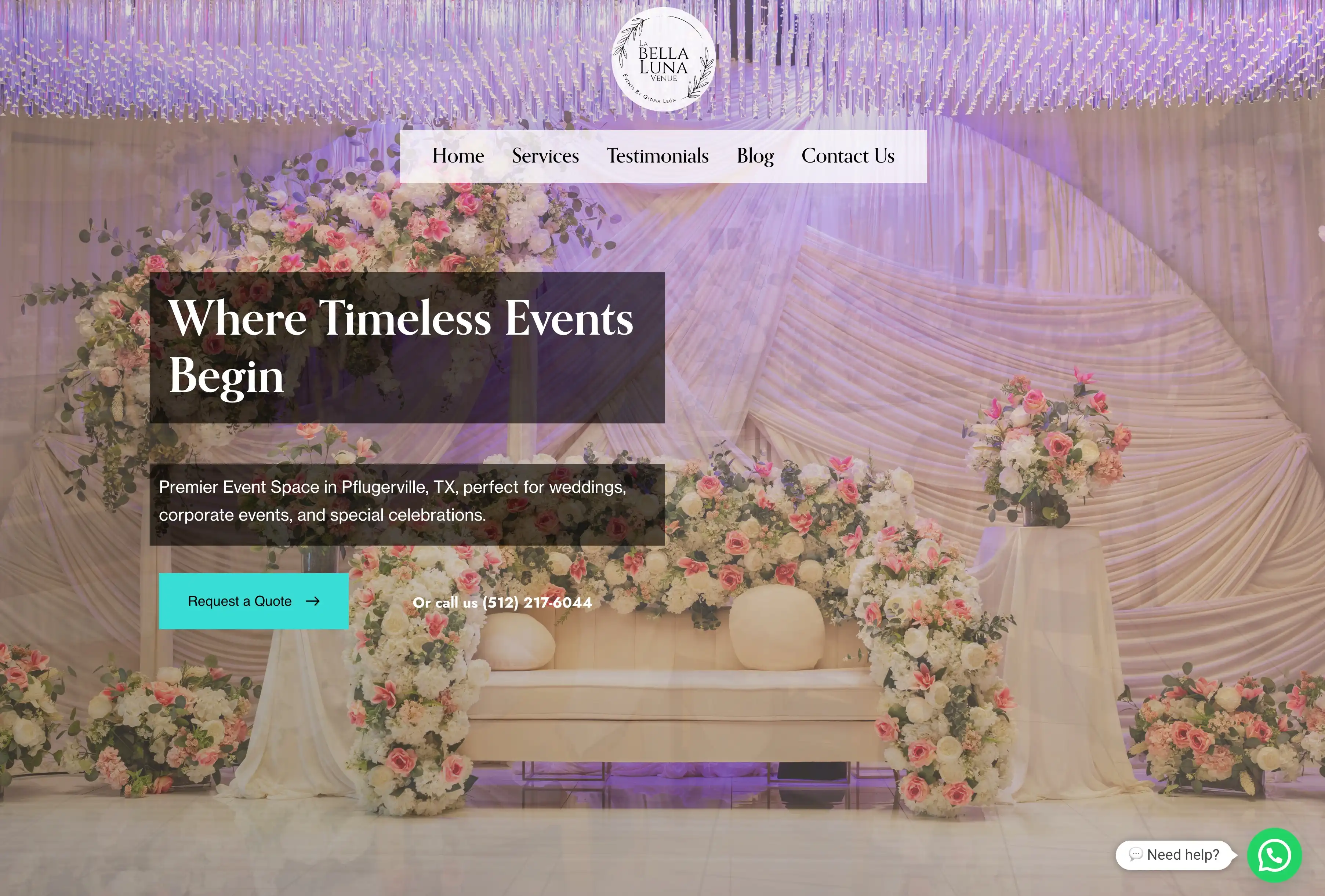 La Bella Luna Venue Desktop